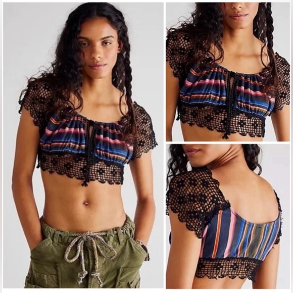 NWOT! Free People Aruba Crochet. Multi colored top - Picture 2 of 5